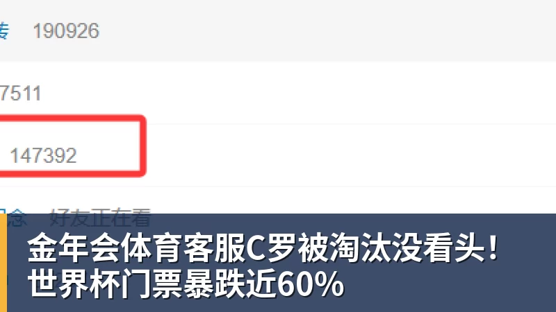 金年会体育客服C罗被淘汰没看头！世界杯门票暴跌近60%
